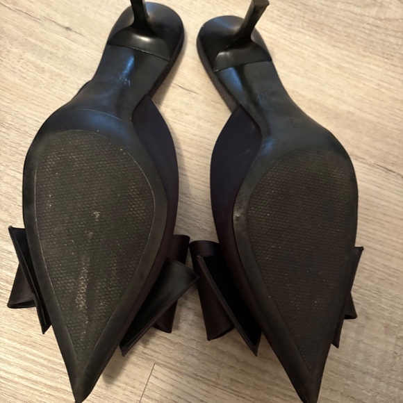 ZARA FAUX PEARL BOW HEELED MULES, size 40, BLACK - Picture 8 of 9